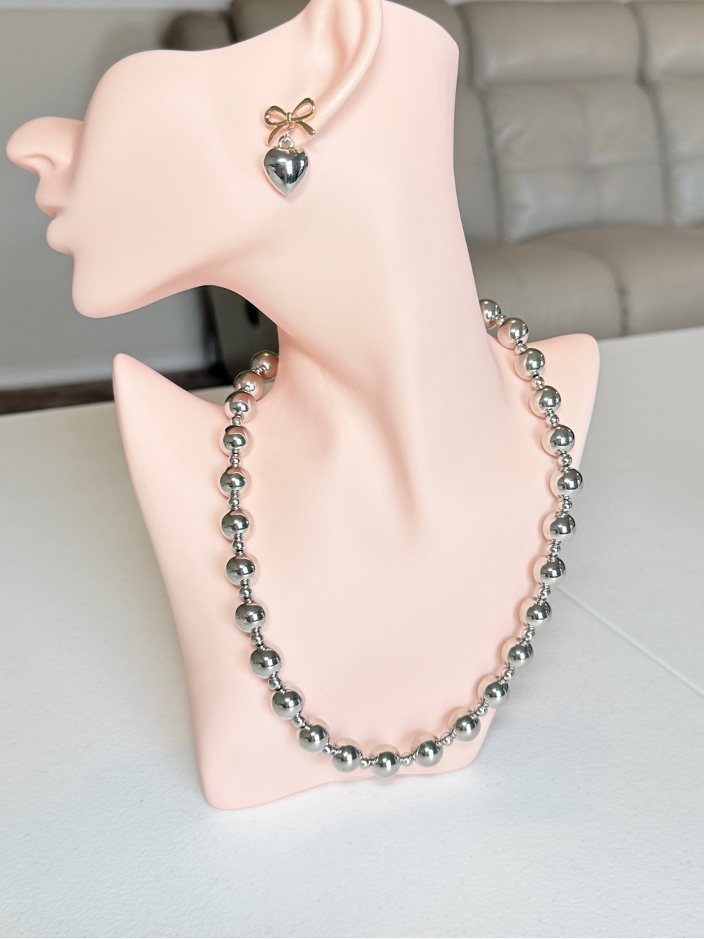 Silver Bead Necklace - Women Jewelry